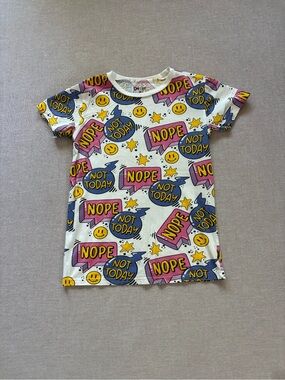 On Fire pop art funky graphic print pink & blue tee.